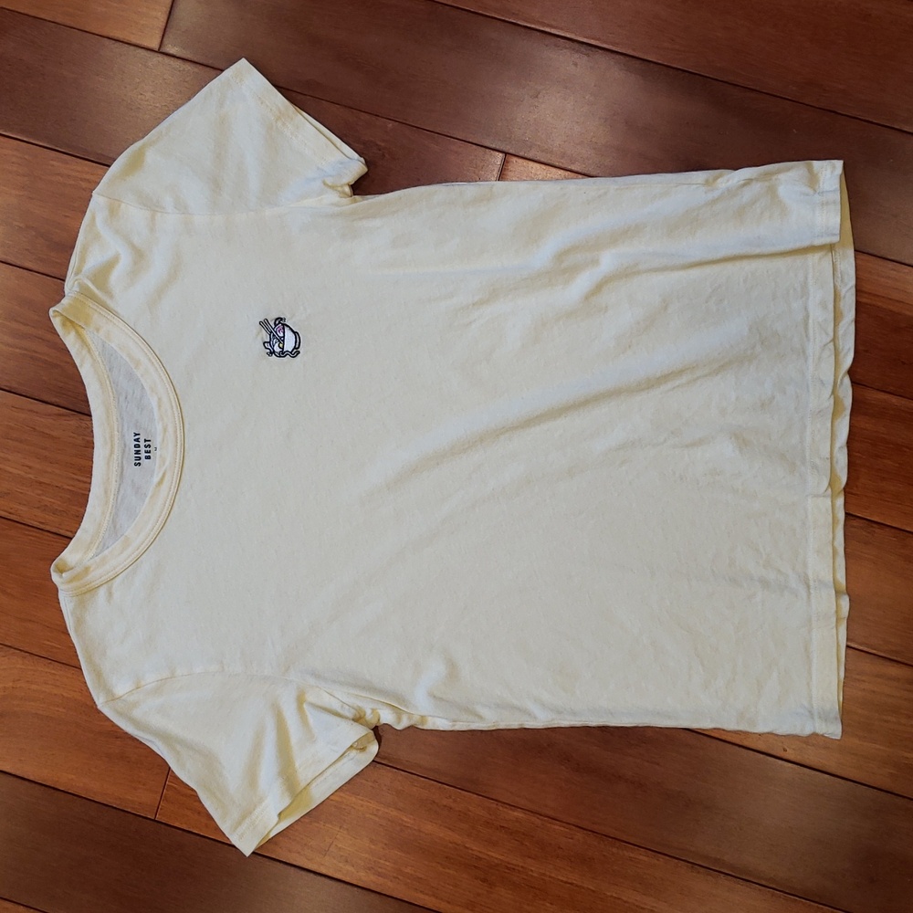 Pho Sunday Best light yellow t-shirt. Pho soup bowl noodles. Medium